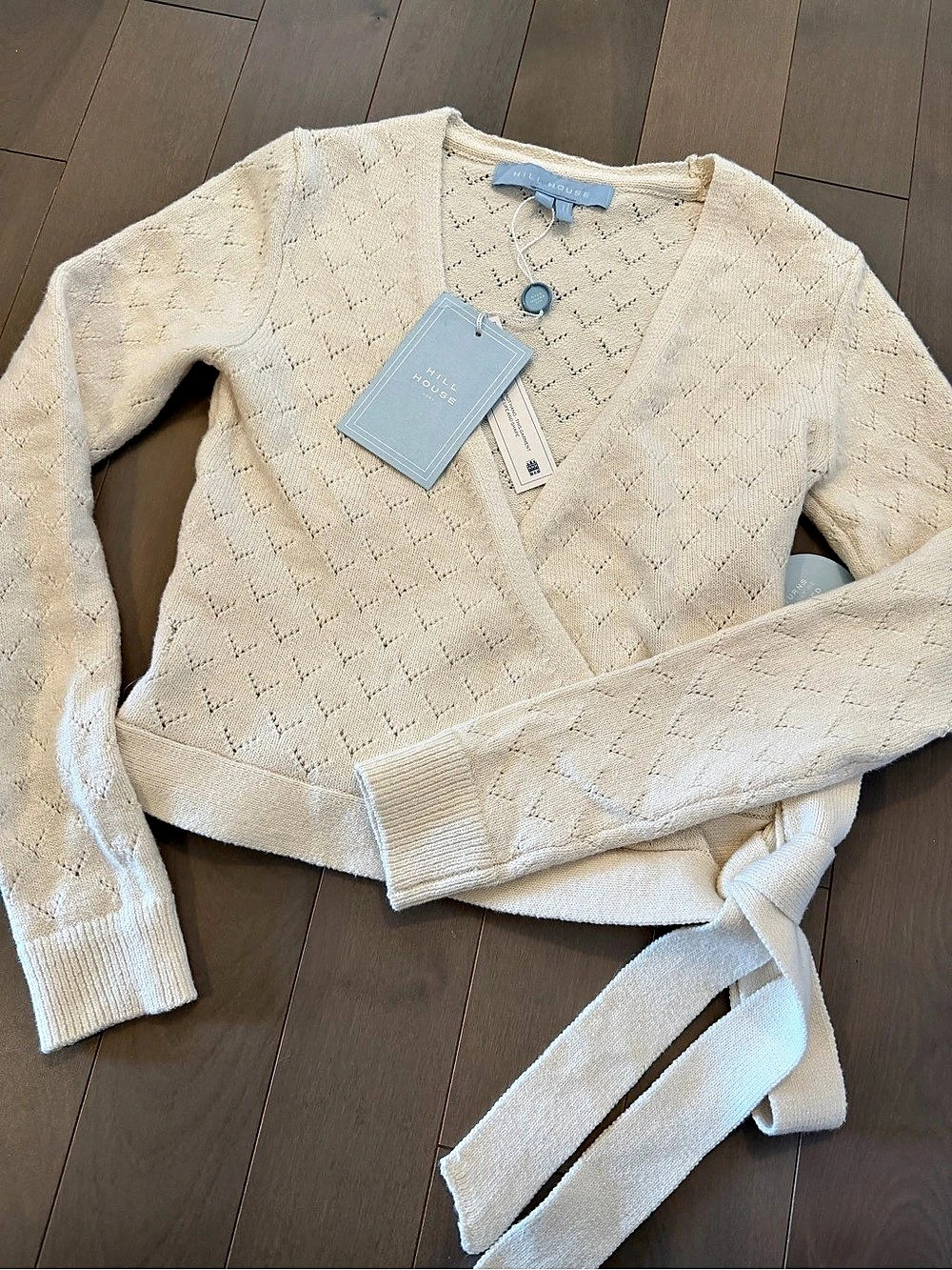 HILL HOUSE Deirdre Wrap Sweater Wrap Sweater in Cream NWT